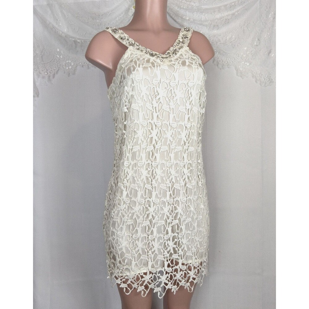 Pearl Georgina Chapman of Marchesa Lace Dress in Cream Size 4 Bedazzled
